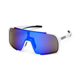 ES16 Enzo自行车眼镜。白色，蓝色镜片。